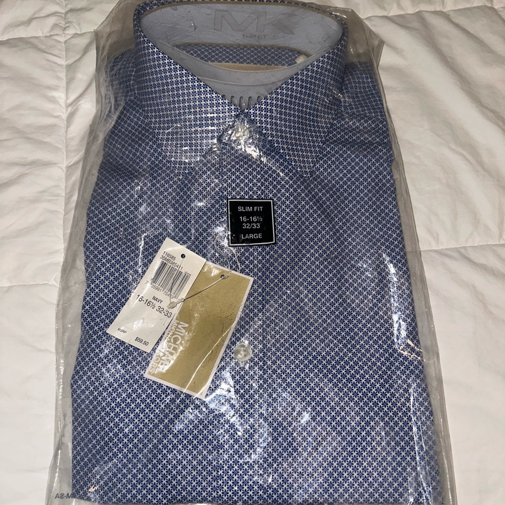 Michael Kors Navy Patterned Men's Shirt Slim fit
